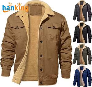 Nouveaux hommes automne hiver vestes rembourré coton élégant décontracté couleur unie coupe-vent Denim veste revers col épais chaud manteau - Product Image 5