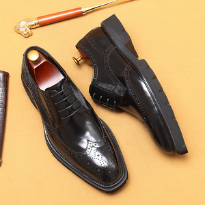 2026 New Design <b>Full</b>-grain Cowhide Business Casual British Style Embossed Square-Toe Double-Lined Bottom Men's Shoes - Product Image 4