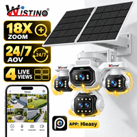 Wistino 4G Solar PTZ Camera Security Camera AOV 18x Zoom Auto Tracking CCTV 16W Solar Panel 16000mAh Night Vision Cloud
