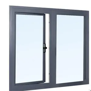 Puertas abatibles de vidrio para ventanas, marco de aluminio glaseado, doble acristalado, 3X4, manivela, protector solar, ventana de arco, a buen precio