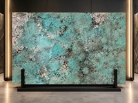 Pierre de projet en amazonite verte polie et quartzite turquoise pour comptoirs sur mesure, murs décoratifs et bureaux d'accueil