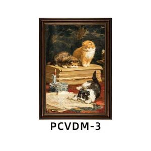 Art mural chat vintage encadré impression sur toile peinture animale réaliste pour la décoration intérieure