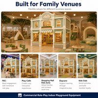 Village de jeu de rôle en bois modulaire à deux étages, maison de marché avec auvent vert, devanture de magasin, testé par une tierce partie, projet FEC