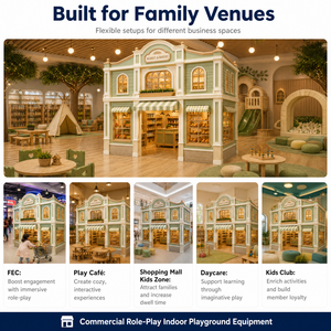Village de jeu de rôle en bois modulaire à <span class=keywords><strong>deux</strong></span> étages, maison de marché avec auvent vert, devanture de magasin, testé par une tierce partie, projet FEC - Product Image 2