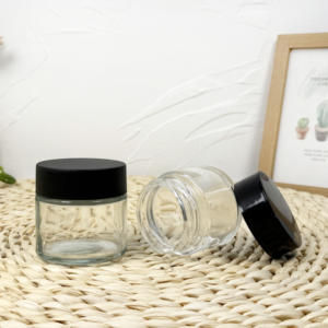 Pot en verre résistant d'enfant de preuve d'odeur noire blanche avec le couvercle de CR - Product Image 1