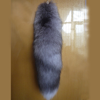 Porte-clés en fourrure de renard bleu naturel véritable tanné, queue de renard en fourrure de renard dorée, 40-45 cm