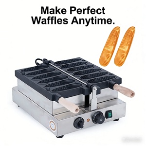 Machine à gaufres à 6 bâtonnets, 1500W, électrique, antiadhésive, en acier inoxydable, pour <span class=keywords><strong>hot</strong></span>-dogs, corn-dogs et gaufres, idéale pour restaurants et snack-bars - Product Image 1
