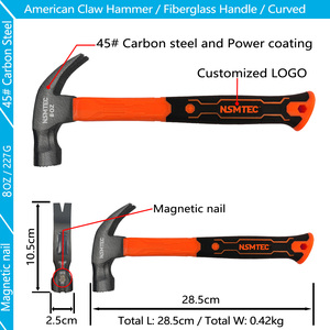 NACHF803008 <span class=keywords><strong>fixman</strong></span> เครื่องมือค้อนกันลื่นค้อนแม่เหล็กกรงเล็บอเมริกันหัวโค้งสีดำพร้อมที่จับไฟเบอร์กลาส TPR - Product Image 2