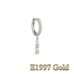 E1997 Pendientes de aro chapados en oro con colgante de cristal de estrella para mujer, joyería de moda - Product Image 1