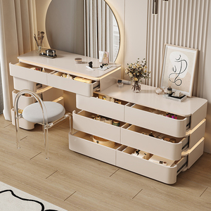 Muebles de Dormitorio, <span class=keywords><strong>Tocador</strong></span> <span class=keywords><strong>con</strong></span> Espejo LED para <span class=keywords><strong>Mujer</strong></span>, <span class=keywords><strong>Tocador</strong></span> Moderno y Minimalista de Lujo - Product Image 4