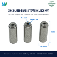 Insert Spacer Presisi Self Clinching Nut Berlapis Seng Kuningan Berulir M2 Female Threaded Press Fit untuk Mesin