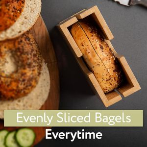 Agregado familiar <span class=keywords><strong>slicer</strong></span> bagel de madeira pequeno, caixa quadrada do cortador do pão