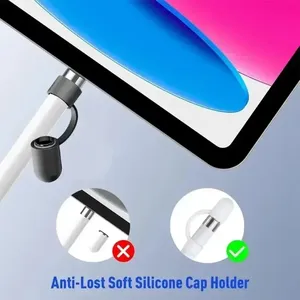 Capuchon de remplacement en Silicone pour <span class=keywords><strong>Apple</strong></span> <span class=keywords><strong>Pencil</strong></span> 1/2, support de stylet Anti-perte, étui de protection en PVC, type-c USB, 1 à 10 pièces - Product Image 3