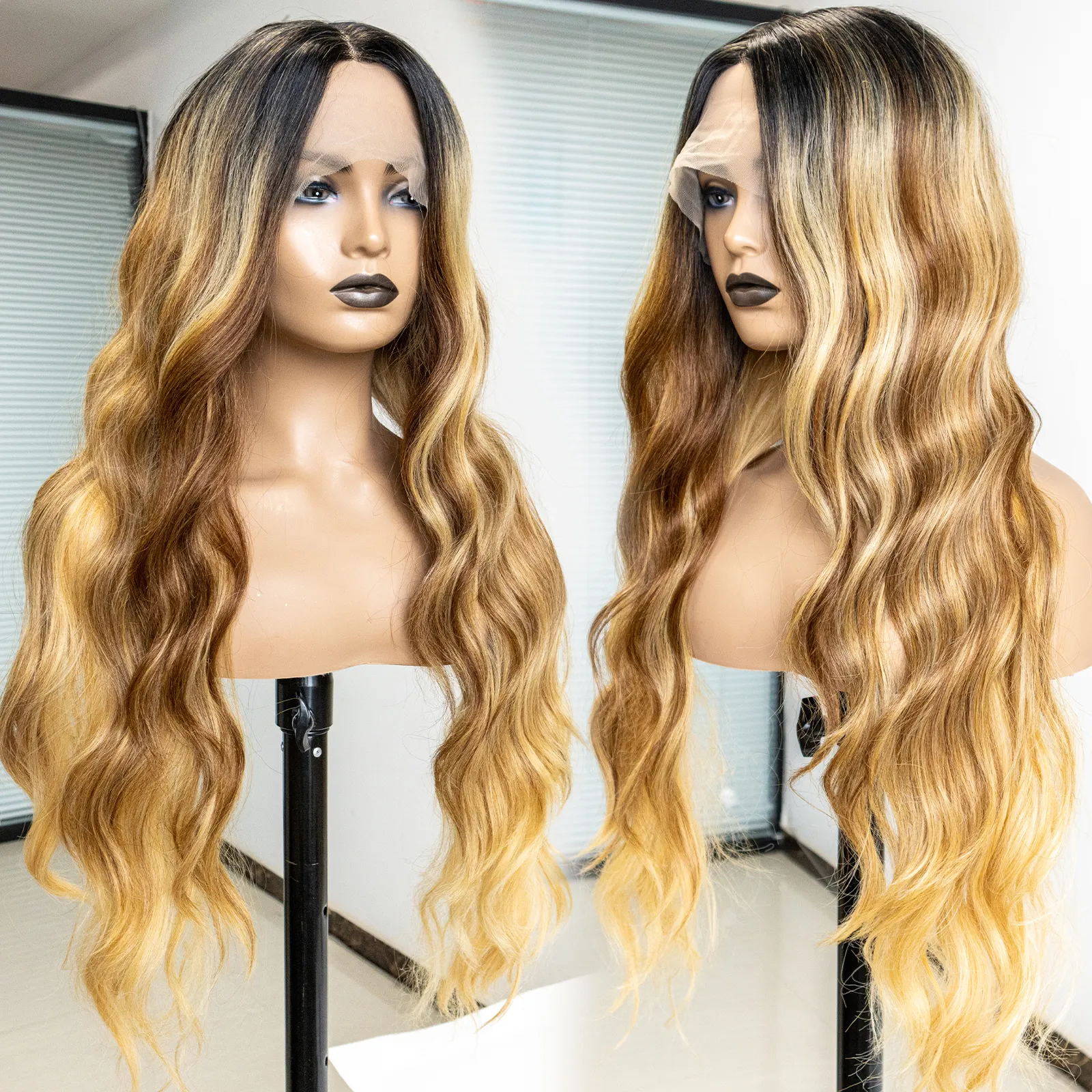 Hairjoy — perruque lace front wig synthétique de luxe blonde, perruque rose de haute qualité, résistante à la chaleur pour femmes noires, vente en gros