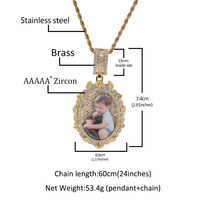 Liontin Foto Custom CZ Vintage Terbaru 2026, Liontin Oval Bunga Mawar, Kalung Liontin Gambar