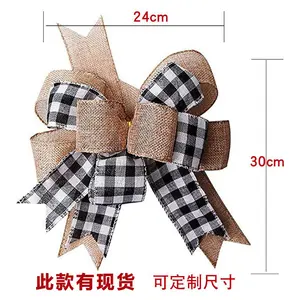 Giáng Sinh Cung Sọc Giáng Sinh Ribbon Nhà Sản Xuất Bán Buôn Giả Linen Màu Đen Và Trắng Màu Đỏ Và Màu Đen Sọc Làm Bằng Tay Cung