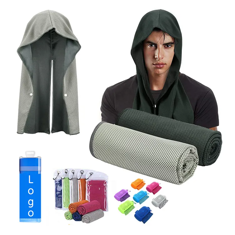 Sweat absorbant Protection solaire d'été Séchage rapide Cool Refroidissement instantané Hoodie Wraps Serviettes de sport