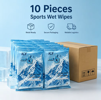 Lingettes humides rafraîchissantes instantanées en non-tissé spunlace pour le sport, marque privée OEM/ODM/OBM, 10 pièces, en maille, pour nettoyer la sueur après l'entraînement