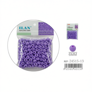 Perles violettes solides Ilan Abalorio 6 mm pour la fabrication de bijoux - Product Image 2