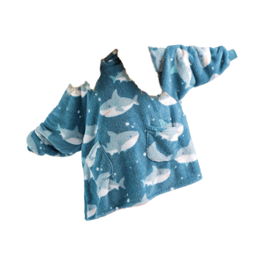 Sanxi Oversized <strong>Blanket</strong> <strong>Hoodie</strong> Wearable Ultra Soft Sherpa Fleece <strong>Cosy</strong> Sweatshirt Throw Hood Pocket Gifts Women Men Shark - Product Image 1