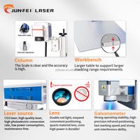 Machine de marquage laser CO2 haute puissance JUNFEI 10,6 µm, profondeur de gravure réglable pour le cuir, le bois, la pierre et le tissu