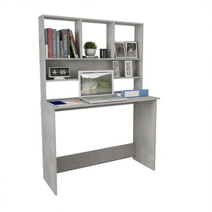 Escritorio de madera de ingeniería color gris hormigón con estantes, 43,3x17,7x61,8 pulgadas, escritorio de oficina para ordenador, diseño moderno y contemporáneo - Product Image 1