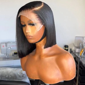 Perruques Courtes Bob en Cheveux Humains <span class=keywords><strong>Vierges</strong></span> Péruviens Naturels, Perruque Lace Frontale HD, Perruques Bob Droites en Cheveux Humains, Vente en Gros - Product Image 1
