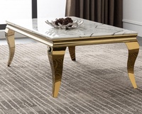 Tables à thé rectangulaires en pierre frittée OEM, Design de luxe moderne, en acier inoxydable, en verre, en marbre, personnalisées