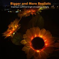 IP65 Wasserdichte Solar-Sonnenblumen-Pfahlleuchte 68cm 2er-Pack LED Warmweiß Gartenweg Hof Terrasse Blumen-Landschaftsbeleuchtung Automatisch Ein/Aus