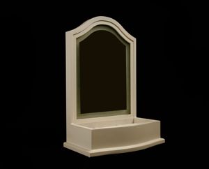 Petite table de maquillage en bois avec miroir et éclairage LED pour femmes et filles, boîte à bijoux pour bagues, colliers, bracelets, couleur ivoire, finition mate - Product Image 3