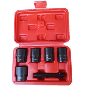 6Pc <b>Impact</b> <b>Socket</b> Set 17mm 19mm 21mm 22mm 31/32 In 1/2 In Drive Machine Repair Tool Case Included - Product Image 1