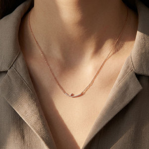 สร้อยคอจี้เพชรแท้ธรรมชาติ 18K ทองคำแท้ ดีไซน์โค้งมน งานแฮนด์เมด ขายส่ง ยอดนิยม สำหรับผู้หญิง - Product Image 6