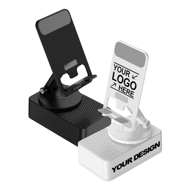 Custom 3-in-1 Bluetooth Speaker Phone Stand With Logo Wholesale Desktop Multi Functional Rotating Folding Stand Power Bank