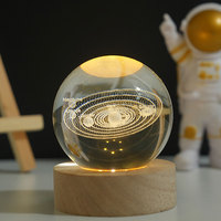 Lampe de nuit en cristal 3D miniature personnalisée avec base en bois, rechargeable par USB, LED blanc chaud, pour usage domestique