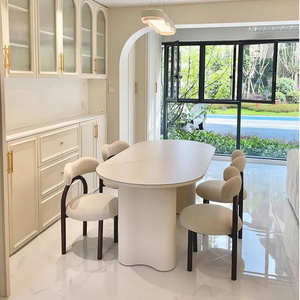 Ensembles de Tables à Manger Modernes et Durables en Pierre Frittée et Céramique avec Piètement en Bois – Mobilier Polyvalent pour Maison, Bureau et Entrée - Product Image 2