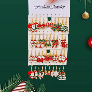 1PC Cross-border <b>Christmas</b> Wreath Enamel Alloy Pendant <b>Earrings</b> Featuring <b>Christmas</b> Tree Snowflake Bell Elaphurus Davidianus - Product Image 2