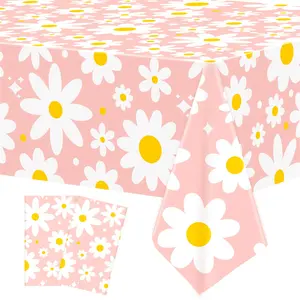 Kunststoff-Daisy-Blume einweg-Tischbezug Groovy Daisy Party für Boho Hippie Groovy Retro zum Thema Geburtstag Baby-Shower-Party