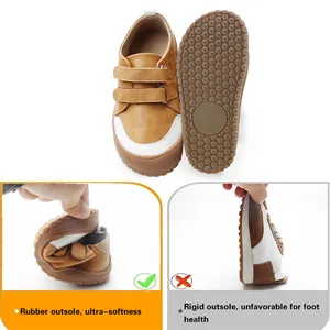 Factory Customized Soft Leather Casual Shoes Wide Shape Rubber Anti-Slip Ergonomic Outsole Children's Shoes
