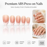 YD15 Kaixin – Faux ongles réutilisables en ABS, faits à la main, forme amande, courts, avec bord blanc – Fournitures pour ongles en gros