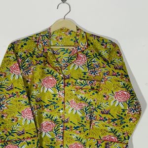 Conjunto de Pijama Floral Estampado a Mano Premium 2026 - Ropa de Dormir de Algodón Artesanal, Ropa de Verano para Mujer y Regalo de Loungewear - Product Image 6