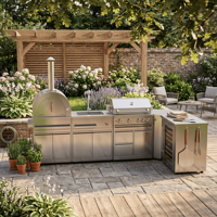ODM Armoire de cuisine d'extérieur en acier inoxydable SS304 étanche à l'humidité avec robinet d'évier Ensemble de cuisine d'extérieur modulaire frais au toucher
