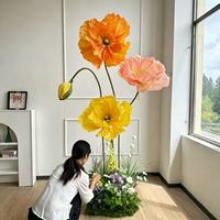 Grandes fleurs de pavot en papier crépon importées pour décorations de mariage et de vitrines