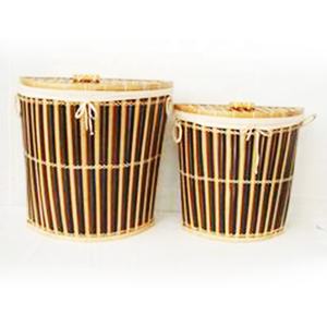 Ensemble de paniers de rangement pour linge en bambou écologique artisanal traditionnel du Vietnam - Product Image 1