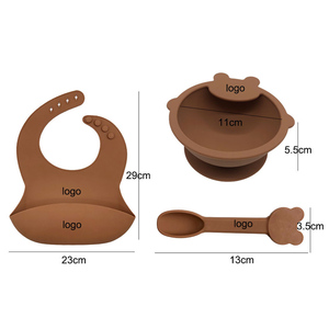 BPA 무료 방수 실리콘 아기 턱받이 실리콘 흡입 그릇 숟가락 아기 실리콘 도매 공급 고무 저녁 식사 세트 - Product Image 6