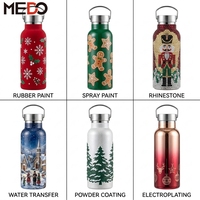Bouteille d'eau personnalisée pour cadeau de Noël, 500 ml, gobelet en acier inoxydable 304 avec couvercle personnalisé pour la série de décorations de Noël