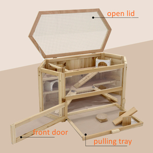 <span class=keywords><strong>Cage</strong></span> d'élevage pour animaux de compagnie en bois et métal avec fenêtre transparente et échelle, motif solide, pour hamster, cobaye, dragon, chat, poulet - Product Image 2