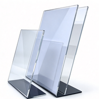 Support de menu de table en acrylique transparent, support de prix double face personnalisé avec logo pour restaurant et commerce de détail