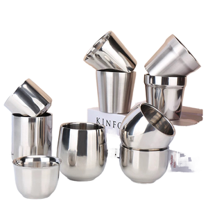 Gobelet en acier inoxydable à double paroi, design classique, sans pied, pour cocktail, vin rouge, verres à flûte métalliques - Product Image 1