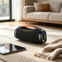 Nouvelle enceinte karaoké Bluetooth F10 à double microphone, lumière RGB extérieure, subwoofer 500W, batterie 40000mAh, carte TF, basses puissantes