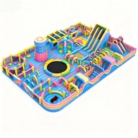 Parcours d'obstacles gonflable commercial avec toboggan, grande ville gonflable en PVC, jeu de défi pour enfants, idéal pour la location d'événements et de fêtes